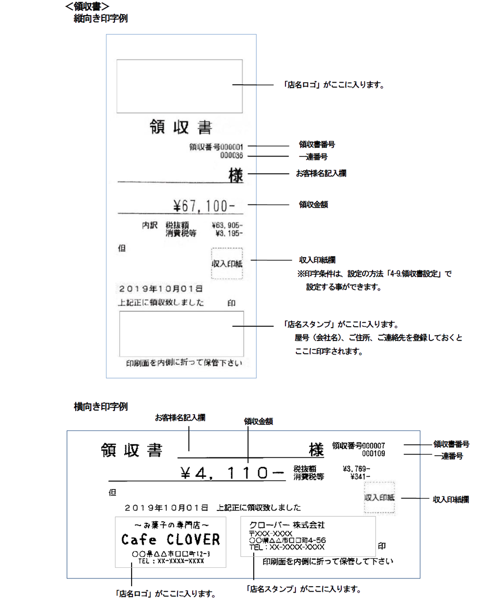 クローバー電子レジスターJET-680　領収書